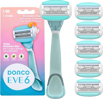 Dorco EVE6 Razor for Women with 6 Blades and 2 Moisture Bars