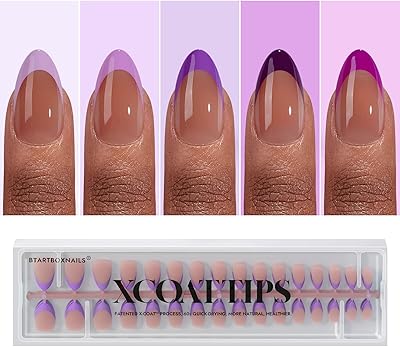 BTArtboxnails Purple French Tip Press On Nails - Short Almond Shape, 160Pcs