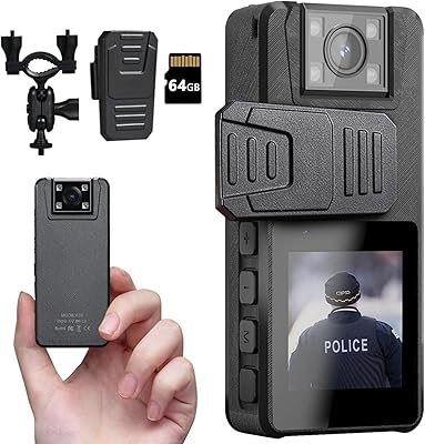 Hoestr03 Body Camera 1296P, 64GB with IR Night Vision