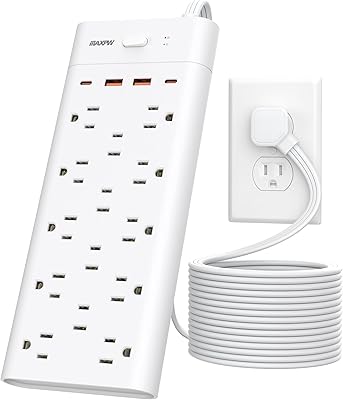 Maxpw 18-in-1 Power Strip Surge Protector with 14 Outlets and 4 USB Ports