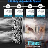 GDSTIME Big Airflow Dual 120mm Fans with Speed Controller — image 3