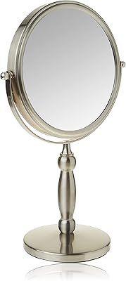 Floxite Dual Sided 1x and 15x Vanity Mirror, Brushed Nickel