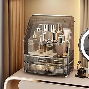 Bleutty Clear Makeup Organizer with Drawers and Lid - Black Review