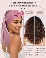 AWAYTR 100% Mulberry Silk Bonnet - Long Hair Sleeping Cap — image 2