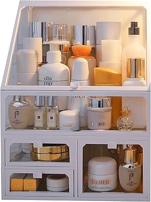 MOOCHI White Vintage Glass Cosmetic Makeup Organizer