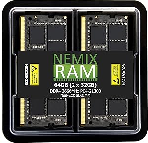 NEMIX RAM 64GB (2x32GB) DDR4 2666MHz SODIMM Laptop Memory Kit