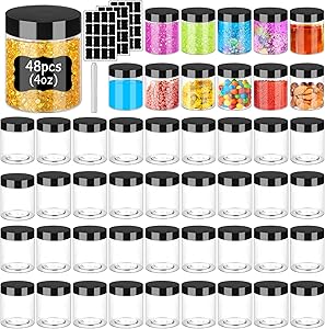 Hajoyful Plastic Jars with Lids 4oz, 48 Pcs Review