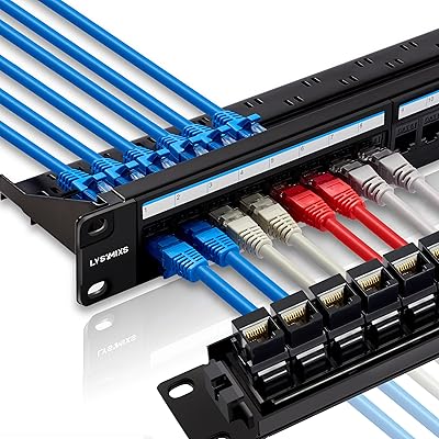 Lysymixs 24 Port RJ45 Patch Panel Cat6 Feed Through