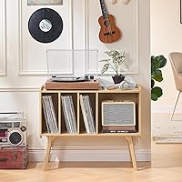 Lerliuo Record Player Stand with 4 Cabinet, Burlywood — image 7