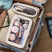 Soimeat Travel Clear Makeup Bag with Makeup Brush Bag - Off-White — image 3