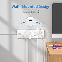 Bototek 10ft Surge Protector Power Strip with 10 AC Outlets and 4 USB Ports — image 7