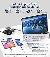 Jgstkcity Pop Up Outlet for Countertop 9-in-1 Power Strip with Wireless Charger — image 3