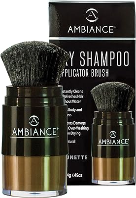 Ambiance Natural Dry Shampoo Powder & Brush for Dark Hair - Brunette Tinted