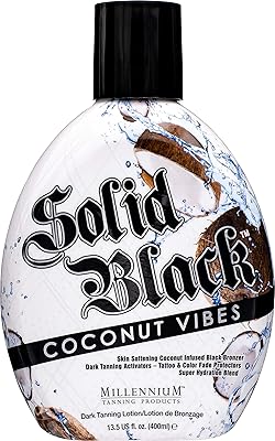 Millennium Tanning Solid Black Coconut Vibes Dark Tanning Lotion 13.5oz