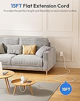 NTONPOWER Flat Plug Power Strip 15 ft Extension Cord Surge Protector — image 2
