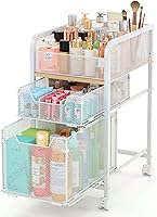 Hongtamoya Rolling Makeup Cart Organizer with 2 Drawers, White — image 9