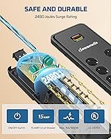 DEWENWILS 10-Outlet Surge Protector Power Strip with 4 USB Ports — image 4