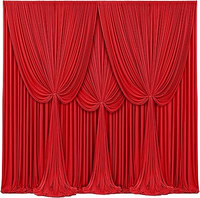 Tao-Ge 4 Panels Red Backdrop Curtains 5' x 12' for Photography & Event Decorations