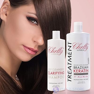 Chelly Brazilian Keratin Treatment Chocolate & Clarifying Shampoo Combo 32oz + 16oz