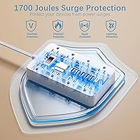 HUNIAN 10 Ft Extension Cord Power Strip with 8 Outlets and 6 USB Ports — image 6