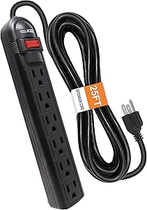 Digital Energy 6-Outlet Surge Protector with 25-Ft Extension Cord
