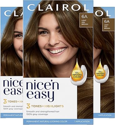 Clairol Nice'n Easy Permanent Hair Dye 6A Light Ash Brown Pack of 3