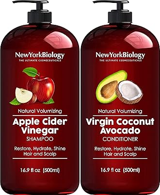 New York Biology Apple Cider Vinegar Shampoo and Coconut Avocado Conditioner Set 16.9 Fl Oz