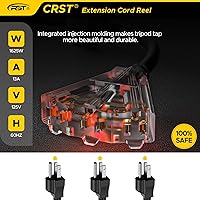 CRST 50 FT Retractable Extension Cord Reel with 3 Outlets — image 6