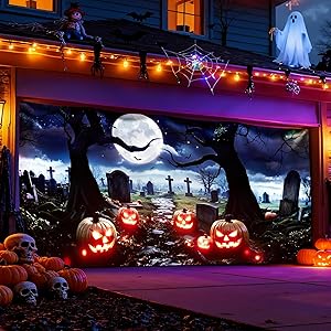 Tao-Ge Light Up Halloween Garage Door Cover 6ft x 13ft Review