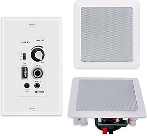 Herdio HCS-5022 5.25 Inch Bluetooth Ceiling Speakers with Wall Mount Amplifier Receiver System