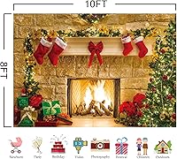 Haboke 10x8ft Christmas Fireplace Theme Backdrop — image 5