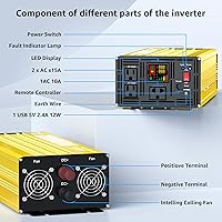 XWJNE 1200W Pure Sine Wave Inverter 12V DC to 120V AC — image 6