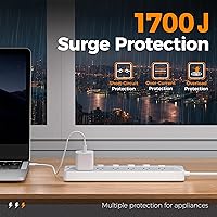 TESSAN Surge Protector Power Strip with 6 Individual Switches, 12 Outlets, 6 FT Cord — image 3
