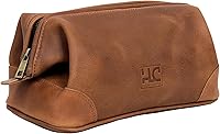 HLC Leather Toiletry Bag for Men - Tan — image 3