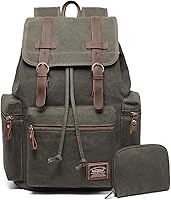 KAUKKO Vintage Casual Canvas and Leather Rucksack Backpack — image 1