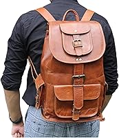 Jaald 16″ Genuine Leather Retro Rucksack Backpack — image 7