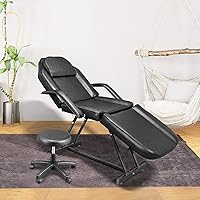 OmySalon Massage Salon Tattoo Chair with Hydraulic Stool, Black — image 9