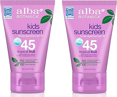 Alba Botanica Kids Sunscreen SPF 45 4oz (Pack of 2)