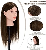 Cenoz 26″ Human Hair Mannequin Head Dark Brown — image 2
