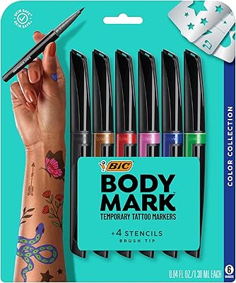 BIC BodyMark Temporary Tattoo Markers, Color Collection, 6-Count