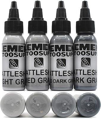 Element Tattoo Supply Battleship Gray Tattoo Ink Set – 4 Shades, 1 oz Bottles