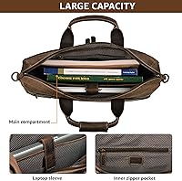 Leather Village 18″ Leather Laptop Messenger Briefcase Bag for Men — image 4