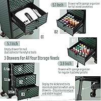 Yueieoun Nail Trolley Cart with 3 Drawers, Dark Green — image 3