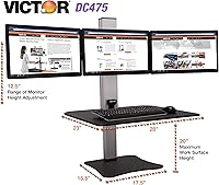 Victor DC475 High Rise Electric Triple Monitor Standing Desk Converter — image 6