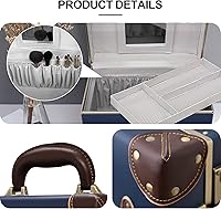 urecity Vintage Makeup Train Case, Navy Blue — image 5