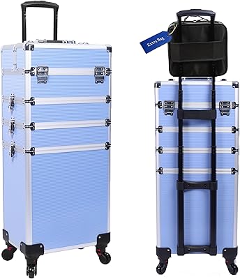 ChuangJin 5-in-1 Professional Makeup Train Case, Blue