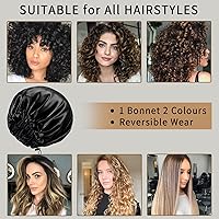 RedJoe 22 Momme 100% Mulberry Silk Bonnet Hair Wrap (Black) — image 2