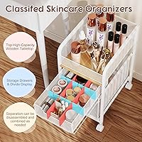 Hongtamoya Rolling Makeup Cart Organizer with 2 Drawers, White — image 4