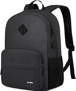 Kuosdaz Black Backpack for School Teen Boys & Girls 17.3 Inch Laptop