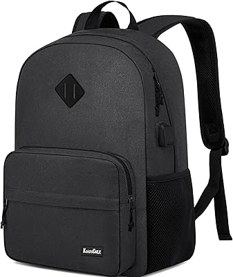 Kuosdaz Black Backpack for School Teen Boys & Girls 17.3 Inch Laptop
